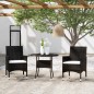 3-tlg. Garten-Essgruppe Poly Rattan Schwarz 3-tlg. Garten-Essgruppe Poly Rattan Schwarz