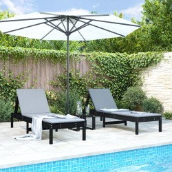 vidaXL Sonnenliegen 2 Stk. Schwarz 199,5x60x74 cm Massivholz Kiefer