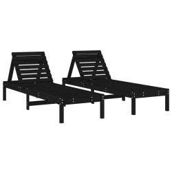 vidaXL Sonnenliegen 2 Stk. Schwarz 199,5x60x74 cm Massivholz Kiefer
