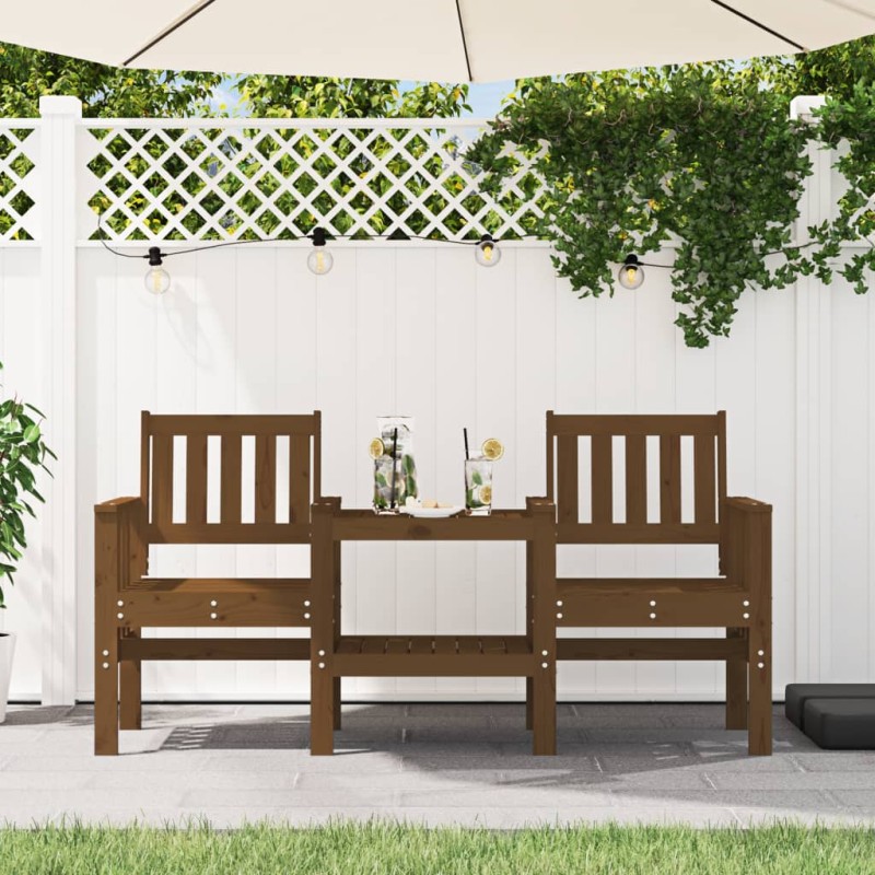 vidaXL Gartenbank mit Tisch 2-Sitzer Honigbraun Massivholz Kiefer vidaXL Gartenbank mit Tisch 2-Sitzer Honigbraun Massivholz Kiefer