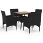 5-tlg. Garten-Essgruppe Schwarz Poly Rattan und Akazienholz 5-tlg. Garten-Essgruppe Schwarz Poly Rattan und Akazienholz