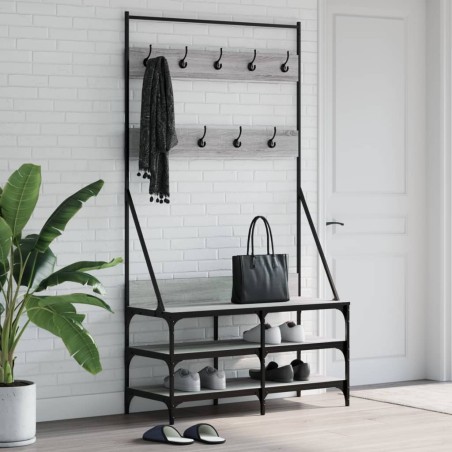 vidaXL Kleiderständer mit Schuhablage Grau Sonoma 100x40x184 cm