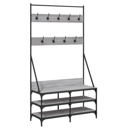 vidaXL Kleiderständer mit Schuhablage Grau Sonoma 100x40x184 cm