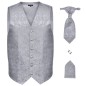 Hochzeitswesten-Set Herren Paisley Größe 52 Silbern Hochzeitswesten-Set Herren Paisley Größe 52 Silbern