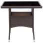 3-tlg. Garten-Essgruppe Braun Poly Rattan und Glas 3-tlg. Garten-Essgruppe Braun Poly Rattan und Glas