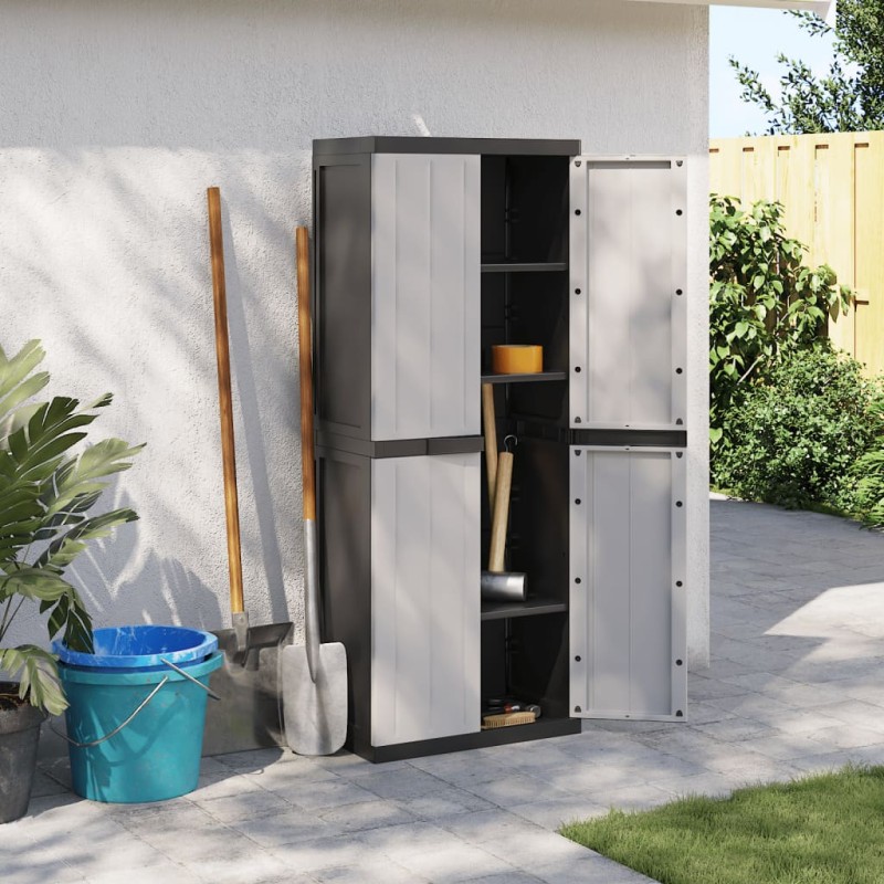 vidaXL Gartenschrank Grau und Schwarz 65x37x165 cm PP vidaXL Gartenschrank Grau und Schwarz 65x37x165 cm PP