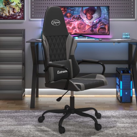vidaXL Gaming-Stuhl Schwarz und Grau Kunstleder