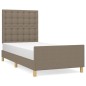 vidaXL Bettgestell mit Kopfteil Taupe 90x200 cm Stoff vidaXL Bettgestell mit Kopfteil Taupe 90x200 cm Stoff