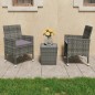 3-tlg. Bistro-Set Poly Rattan und Hartglas Grau 3-tlg. Bistro-Set Poly Rattan und Hartglas Grau