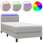 vidaXL Boxspringbett mit Matratze & LED Hellgrau 90x190 cm Stoff vidaXL Boxspringbett mit Matratze & LED Hellgrau 90x190 cm Stoff