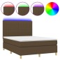 vidaXL Boxspringbett mit Matratze & LED Dunkelbraun 140x190 cm Stoff vidaXL Boxspringbett mit Matratze & LED Dunkelbraun 140x190 cm Stoff