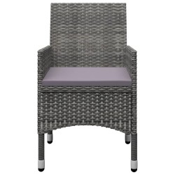 3-tlg. Bistro-Set Poly Rattan und Hartglas Grau