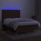 vidaXL Boxspringbett mit Matratze & LED Dunkelbraun 140x190 cm Stoff vidaXL Boxspringbett mit Matratze & LED Dunkelbraun 140x190 cm Stoff