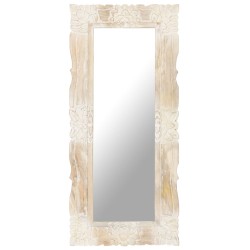vidaXL Spiegel Weiß 110x50 cm Mango Massivholz 