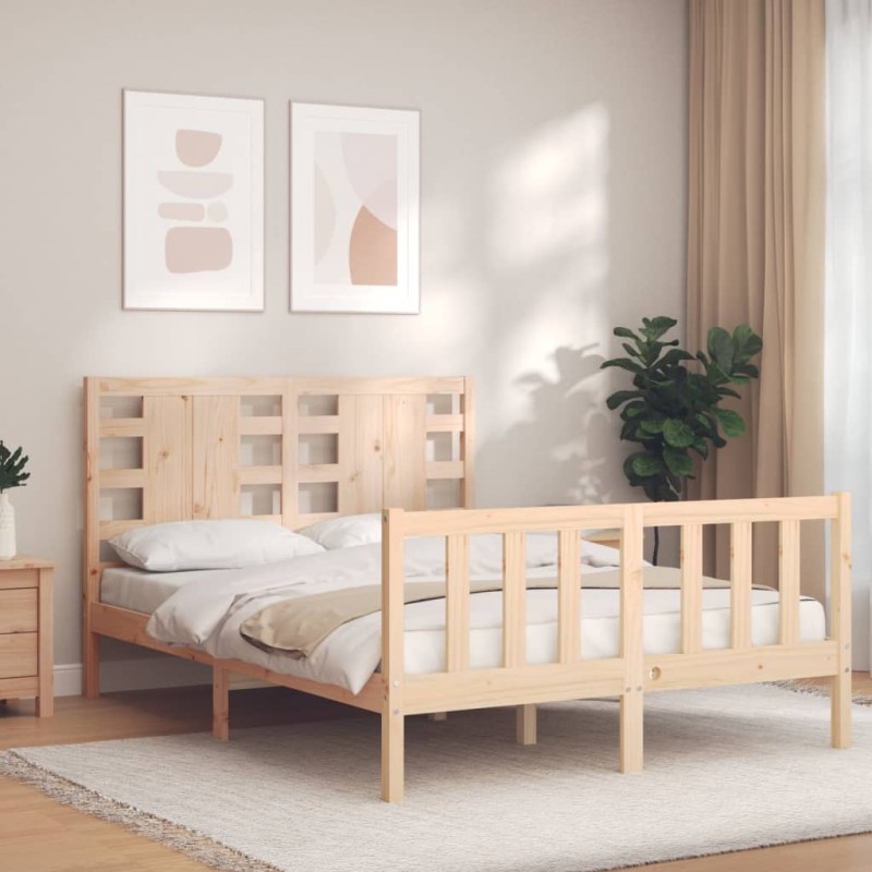 vidaXL Massivholzbett mit Kopfteil vidaXL Massivholzbett mit Kopfteil