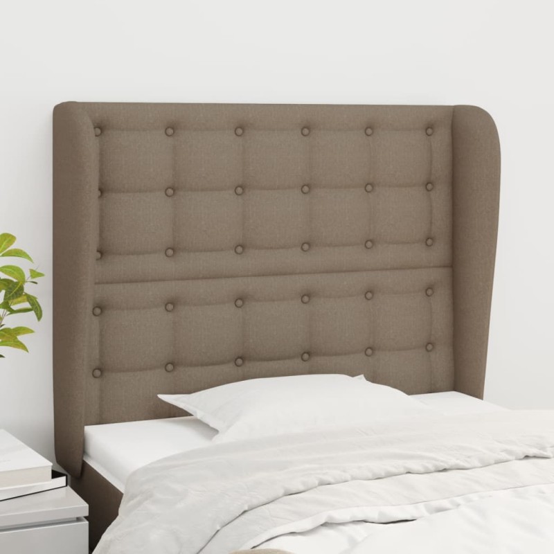 vidaXL Kopfteil mit Ohren Taupe 93x23x118/128 cm Stoff