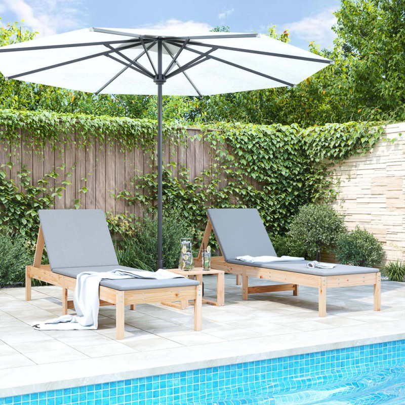 vidaXL Sonnenliegen 2 Stk. mit Tisch Massivholz Kiefer vidaXL Sonnenliegen 2 Stk. mit Tisch Massivholz Kiefer