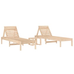vidaXL Sonnenliegen 2 Stk. mit Tisch Massivholz Kiefer