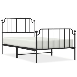 vidaXL Bettgestell mit Kopf- und Fußteil Metall Schwarz 100x200 cm