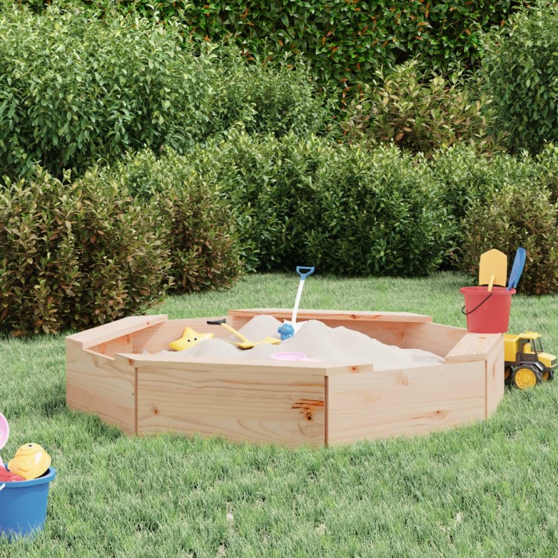vidaXL Sandkasten mit Sitzen Achteck Massivholz Kiefer vidaXL Sandkasten mit Sitzen Achteck Massivholz Kiefer