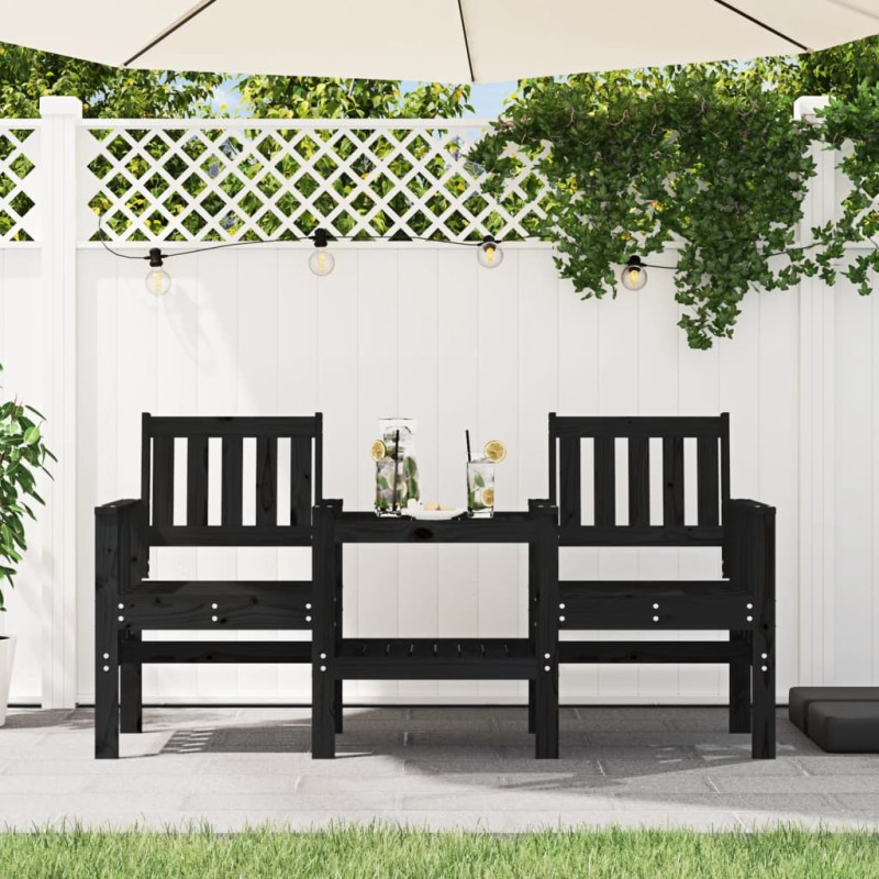 vidaXL Gartenbank mit Tisch 2-Sitzer Schwarz Massivholz Kiefer vidaXL Gartenbank mit Tisch 2-Sitzer Schwarz Massivholz Kiefer