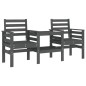 vidaXL Gartenbank mit Tisch 2-Sitzer Grau Massivholz Kiefer vidaXL Gartenbank mit Tisch 2-Sitzer Grau Massivholz Kiefer