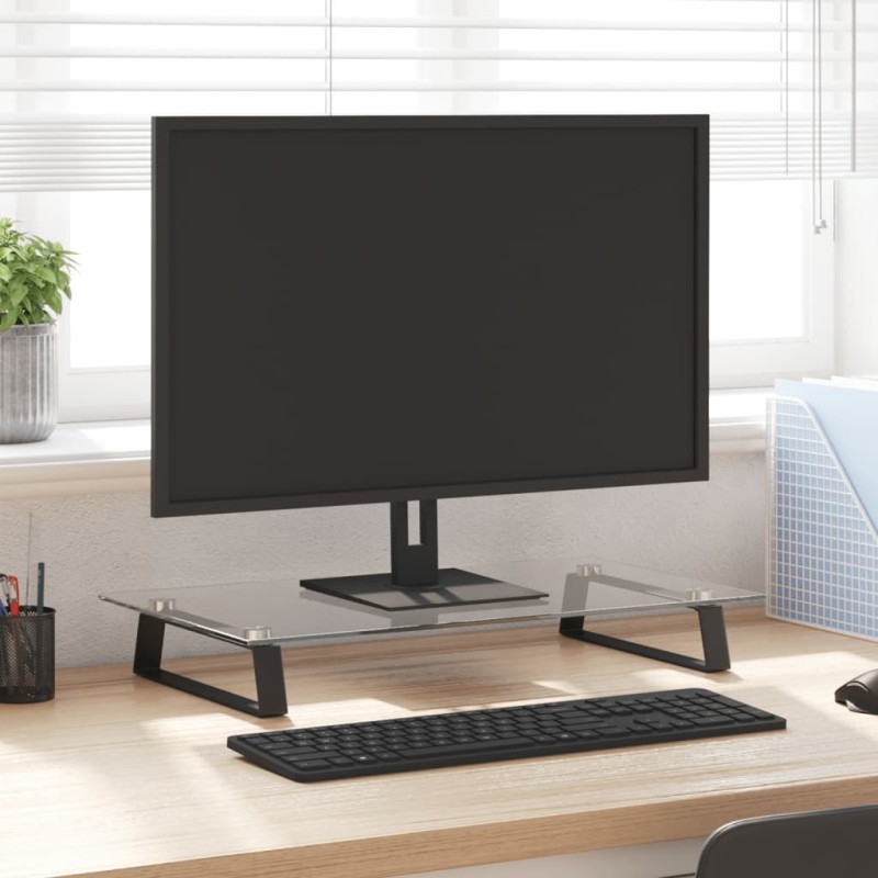 vidaXL Monitorständer Schwarz 60x35x8 cm Hartglas und Metall vidaXL Monitorständer Schwarz 60x35x8 cm Hartglas und Metall