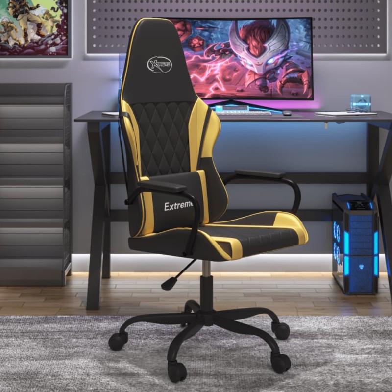 vidaXL Gaming-Stuhl mit Massagefunktion Schwarz & Golden Kunstleder vidaXL Gaming-Stuhl mit Massagefunktion Schwarz & Golden Kunstleder