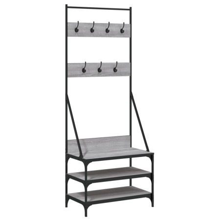 vidaXL Kleiderständer mit Schuhablage Grau Sonoma 70x40x184 cm