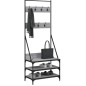 vidaXL Kleiderständer mit Schuhablage Grau Sonoma 70x40x184 cm vidaXL Kleiderständer mit Schuhablage Grau Sonoma 70x40x184 cm
