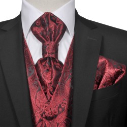 Hochzeitswesten-Set Herren Paisley Größe 48 Burgunderrot