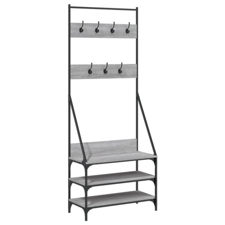 vidaXL Kleiderständer mit Schuhablage Grau Sonoma 72x34x184 cm