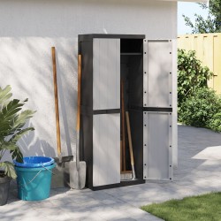 vidaXL Gartenschrank Grau und Schwarz 65x37x165 cm PP