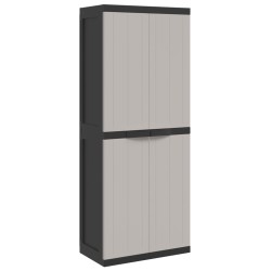vidaXL Gartenschrank Grau und Schwarz 65x37x165 cm PP