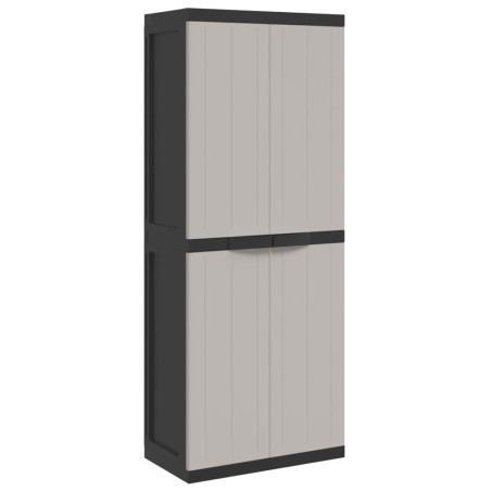 vidaXL Gartenschrank Grau und Schwarz 65x37x165 cm PP