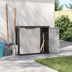 vidaXL Gartenschrank Grau und Schwarz 97x37x85 cm PP
