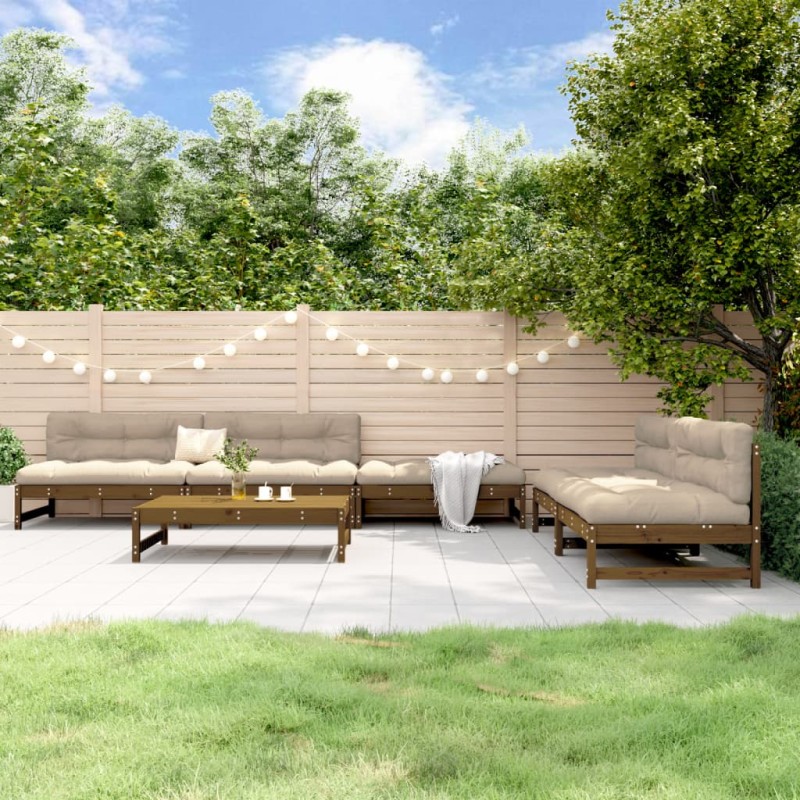 vidaXL 6-tlg. Garten-Lounge-Set Honigbraun Massivholz Kiefer vidaXL 6-tlg. Garten-Lounge-Set Honigbraun Massivholz Kiefer