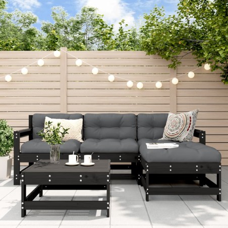 vidaXL 5-tlg. Garten-Lounge-Set Schwarz Massivholz Kiefer