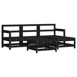 vidaXL 5-tlg. Garten-Lounge-Set Schwarz Massivholz Kiefer