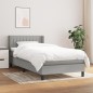 vidaXL Boxspringbett mit Matratze Hellgrau 90x190 cm Stoff vidaXL Boxspringbett mit Matratze Hellgrau 90x190 cm Stoff