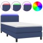 vidaXL Boxspringbett mit Matratze & LED Blau 90x200 cm Stoff vidaXL Boxspringbett mit Matratze & LED Blau 90x200 cm Stoff