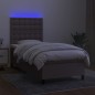 vidaXL Boxspringbett mit Matratze & LED Taupe 90x200 cm Stoff vidaXL Boxspringbett mit Matratze & LED Taupe 90x200 cm Stoff