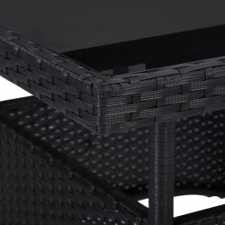vidaXL 3-tlg. Garten-Essgruppe Schwarz Poly Rattan und Glas