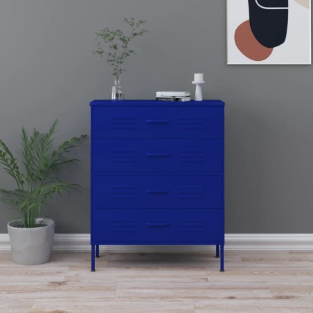 vidaXL Kommode Marineblau 80x35x101,5 cm Stahl  