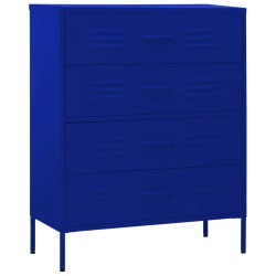 vidaXL Kommode Marineblau 80x35x101,5 cm Stahl  