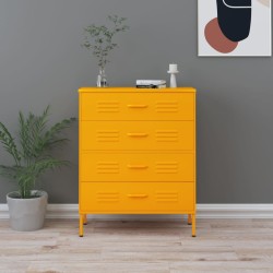 vidaXL Kommode Senfgelb 80x35x101,5 cm Stahl  