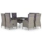 9-tlg. Garten-Essgruppe Poly Rattan und Glas Grau 9-tlg. Garten-Essgruppe Poly Rattan und Glas Grau