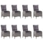 9-tlg. Garten-Essgruppe Poly Rattan und Glas Grau 9-tlg. Garten-Essgruppe Poly Rattan und Glas Grau