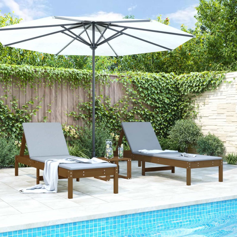 vidaXL Sonnenliegen 2 Stk. mit Tisch Honigbraun Massivholz Kiefer vidaXL Sonnenliegen 2 Stk. mit Tisch Honigbraun Massivholz Kiefer