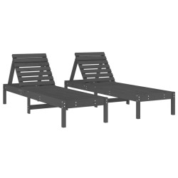 vidaXL Sonnenliegen 2 Stk. Grau 199,5x60x74 cm Massivholz Kiefer